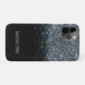Zwart Glitter Sparkle Girly Gepersonaliseerde Naam Case-Mate iPhone Case (Achterkant (horizontaal))