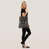 Zwart Glitter Sparkle Glam Chique Monogram Naam Tote Bag (Op model)