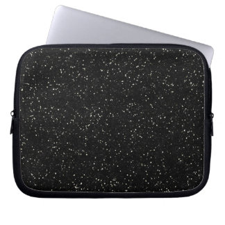 Zwart Glitter Sparkle Graphic Art Pattern Design Laptop Sleeve