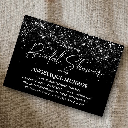 Zwart Glitter Vrijgezellenfeest Kaart