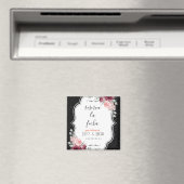 Zwart Glitter & Waterverf Rozen Reserva la Fecha Magneet (Insitu (Vaatwasser))