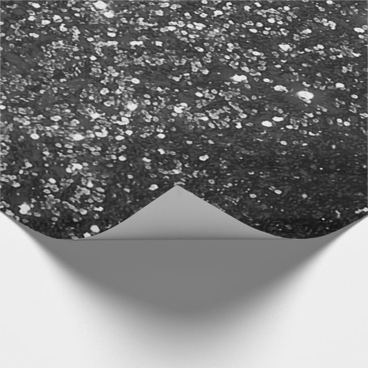 Zwart Glitter Wrapping Papier (Hoek)
