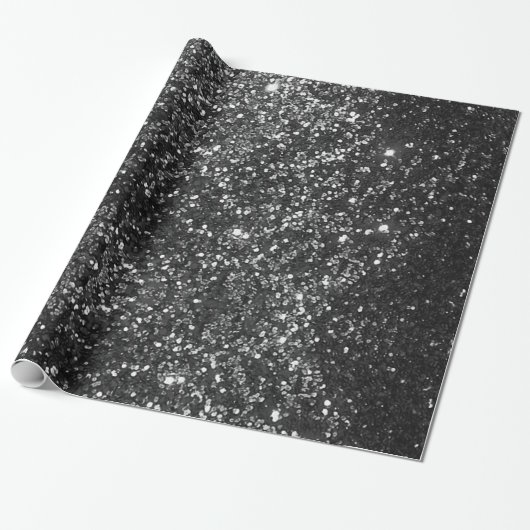 Zwart Glitter Wrapping Papier (Uitgerold)