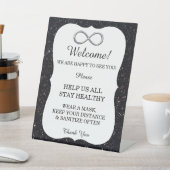 Zwart Glitter Zilver Infinity Bruiloft Veiligheid Reclamebord Met Voetstuk (Insitu)