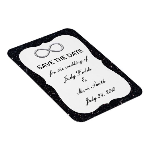 Zwart glitter zilver oneindig sparen de Datum Magn Magneet (Rechterzijde)
