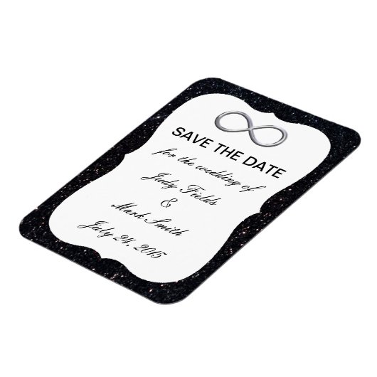 Zwart glitter zilver oneindig sparen de Datum Magn Magneet (Linkerzijde)