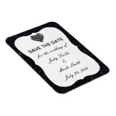 Zwart glitter zwart hart bespaart de datum magneet (Rechterzijde)