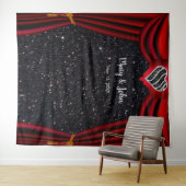 Zwart Glitter Zwart & Wit Hart Rood Gordijn Wandkleed (In Situ (horizontaal))