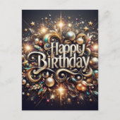 Zwart Glittere Elegant Verjaardag briefkaart (Voorkant)