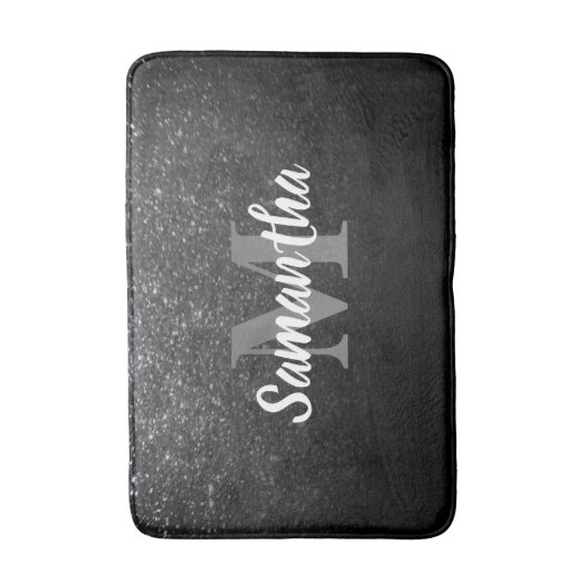 Zwart glitterpatroon badmat (Voorkant Verticaal)