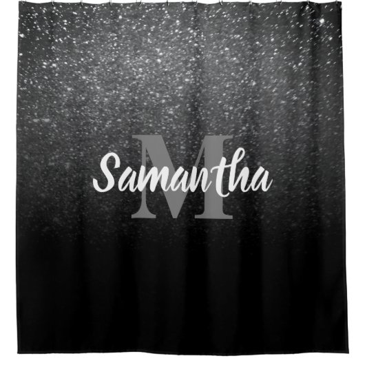 Zwart glitterpatroon douchegordijn (Voorkant)