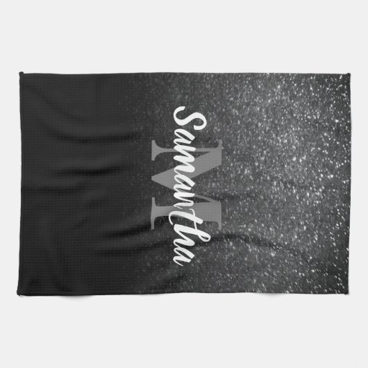 Zwart glitterpatroon theedoek (Horizontaal)