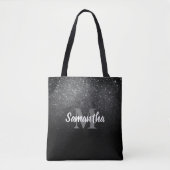 Zwart glitterpatroon tote bag (Voorkant)
