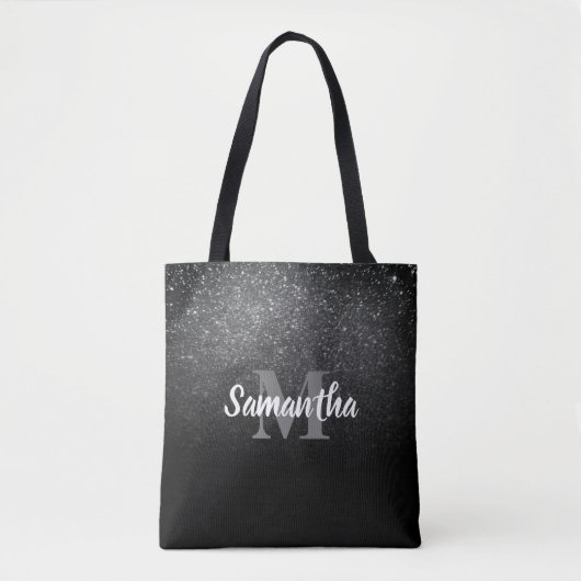 Zwart glitterpatroon tote bag (Voorkant)