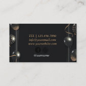 Zwart Glittery Gold-ballon Visitekaartje (Achterkant)