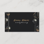 Zwart Glittery Gold-ballon Visitekaartje (Voorkant)