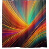 Zwart gloeiende lijnen Abstract kleurrijk ontwerp Douchegordijn (Voorkant)