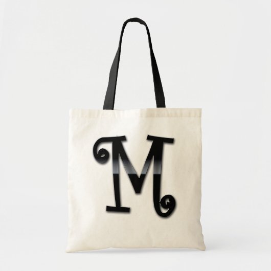 Zwart gloeimonogram - M Tote Bag (Voorkant)