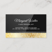 Zwart gloss | Goudtextiel | Lederbekleding Visitekaartje (Achterkant)