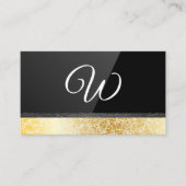 Zwart gloss | Goudtextiel | Lederbekleding Visitekaartje (Voorkant)