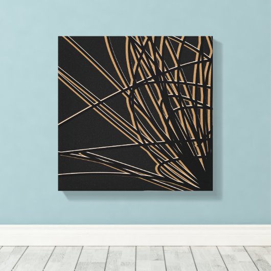 Zwart & Gold Abstract Savanna-ontwerp Canvas Afdruk (Insitu (Houten vloer))