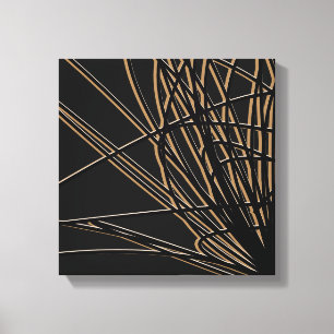 Zwart & Gold Abstract Savanna-ontwerp Canvas Afdruk