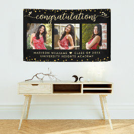 Zwart Gold Afstuderen 3 Foto modern script Spandoek