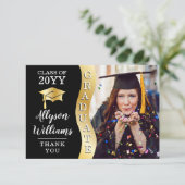 Zwart | Gold Afstuderen Wave Afstudeerder Pet Foto Bedankkaart (Staand voorkant)