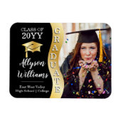 Zwart | Gold Afstuderen Wave Afstudeerder Pet Foto Magneet (Horizontaal)