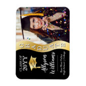 Zwart | Gold Afstuderen Wave Afstudeerder Pet Foto Magneet (Verticaal)
