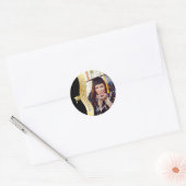 Zwart | Gold Afstuderen Wave Afstudeerder Pet Foto Ronde Sticker (Envelop)