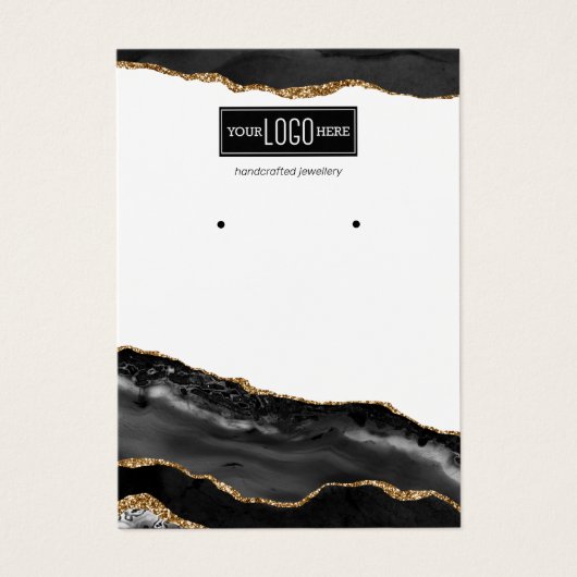 Zwart & Gold Agate Stud Veroorbaar beeldscherm Visitekaartje (Voorkant)