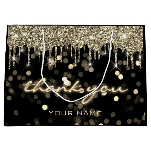 Zwart Gold - bedankt winkelnaam voor VIP-merkschij Groot Cadeauzakje (Voorkant)