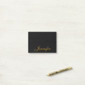 Zwart Gold Calligraphy Script Personated Post-it® Notes (Op bureau)