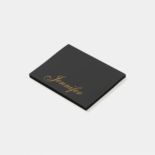Zwart Gold Calligraphy Script Personated Post-it® Notes (Schuin)
