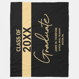 Zwart Gold Class Personalized School Afstuderen Fleece Deken