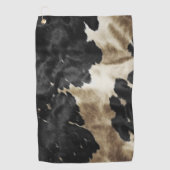 Zwart Gold Cream Western Koeienhuid Golfhanddoek (Voorkant)