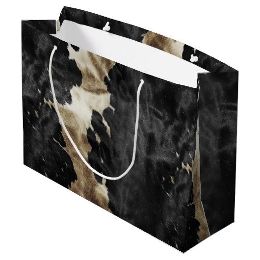 Zwart Gold Cream Western Koeienhuid Groot Cadeauzakje (Achterkant Gekanteld)