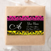 ZWART GOLD DAMASK, PINK FUCHSIA AMETHYST MONOGRAM ETIKET (Insitu)