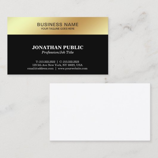 Zwart Gold-design elegant, modern bedrijfsstijlvol Visitekaartje (Voorkant / Achterkant)