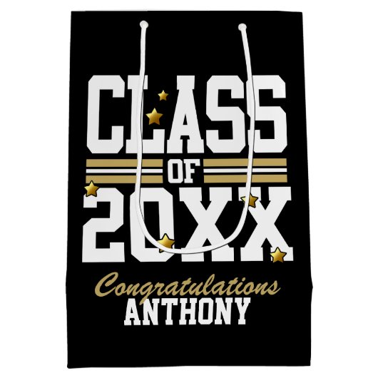 Zwart|Gold-dockingklasse Jaar Medium Cadeauzakje (Achterkant)