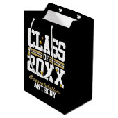 Zwart|Gold-dockingklasse Jaar Medium Cadeauzakje (Achterkant Gekanteld)