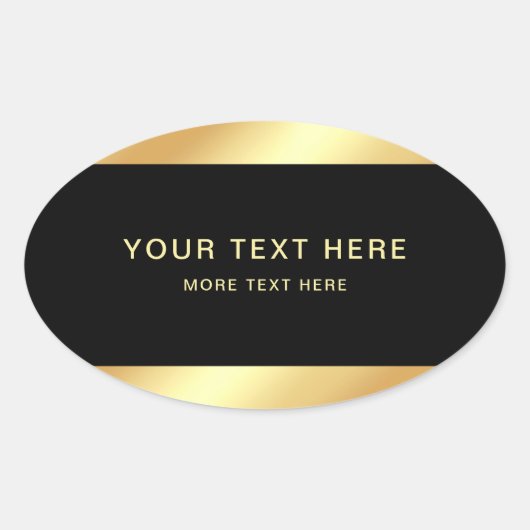 Zwart Gold Elegant Professional Moderne Sjabloon Ovale Sticker (Voorkant)