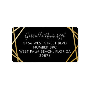 Zwart Gold Geometric Modern RSVP Adres Etiket