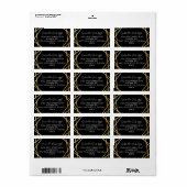Zwart Gold Geometric Modern RSVP Adres Etiket (Full Sheet)