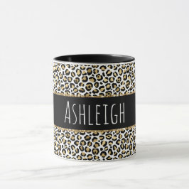 Zwart Gold Glam Leopard-printer - Aangepast Mok