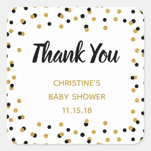 Zwart Gold Glitter - Aangepaste ventilatorlabels Vierkante Sticker (Voorkant)