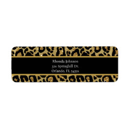 Zwart Gold Glitter Leopard Print Animal Print Etiket
