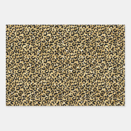 Zwart Gold Glitter Leopard Print Inpakpapier Vel