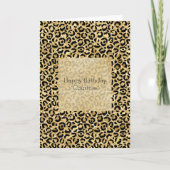 Zwart Gold Glitter Leopard Print  Kaart (Voorkant)